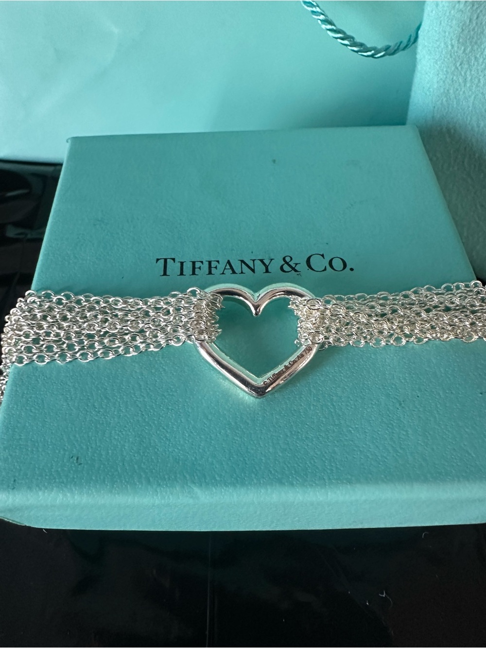 ๐ Tiffany & Co 925 Sterling Silver Retired Heart Mesh Multi-Strand Bracelet. ๐ - Picture 3 of 7